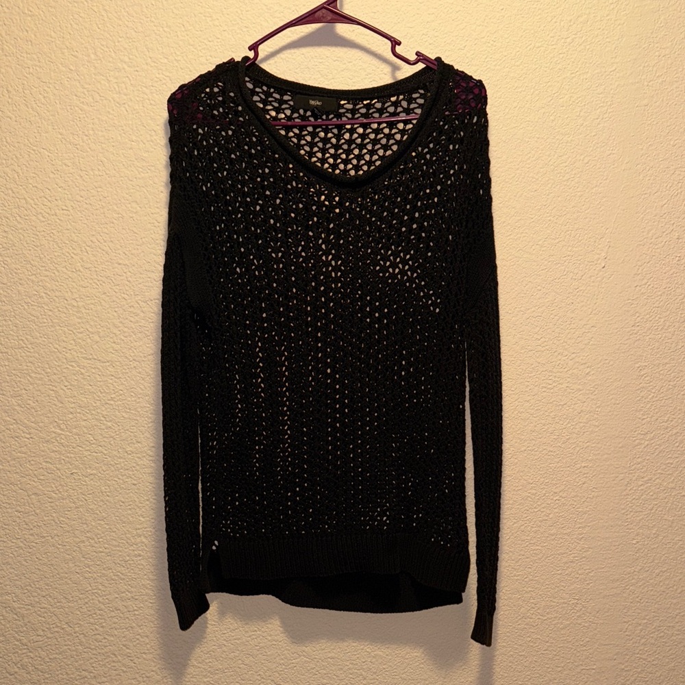 Wilfred Black Open-Knit Sweater